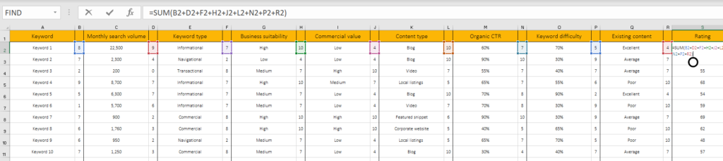 Spreadsheet image